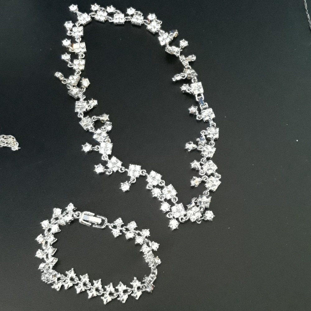 Cubic zirconia bracelet and necklace set